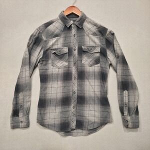 Rock & Republic Men's Gray Plaid‎ Long Sleeve Button Up Flannel Size Small